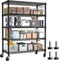74" H Wire Shelving 1250lbs 5 Tier Storage Shelves with Wheels