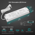 24V 120W 5-in-1 Dimmable LED Driver, 24V Dimmable Transformer ETL Certified