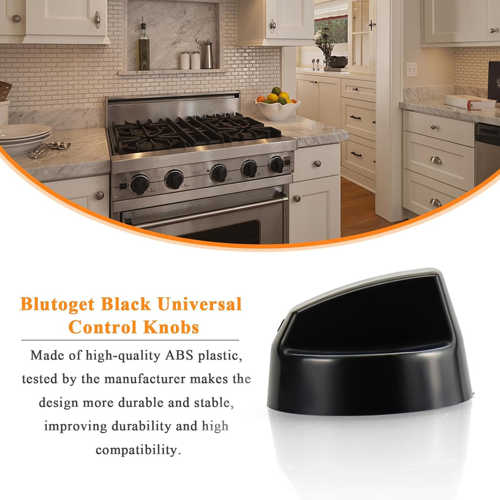 4 Pack Black Universal Control Knobs with 12 Adapters - Compatible for Oven Stove Range - Universal Stove Knobs