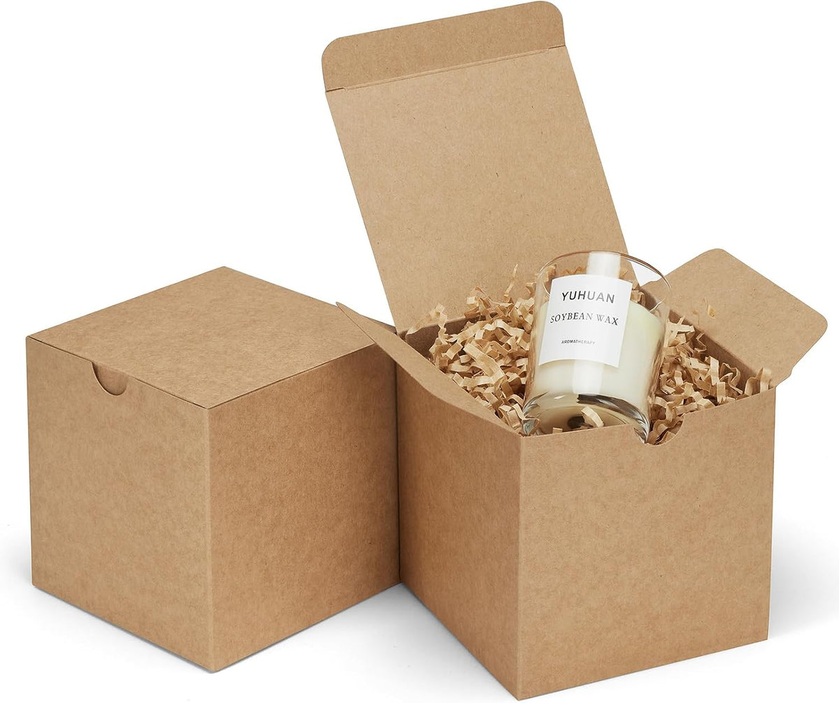 Gift Boxes 4x4x4 25 Pack Brown Kraft Paper Box with Lids