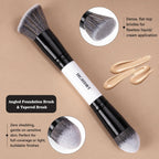 20Pcs Black White Makeup Brushes Set Professional with Case Premium Synthetic for Foundation Concealer Blush Eye