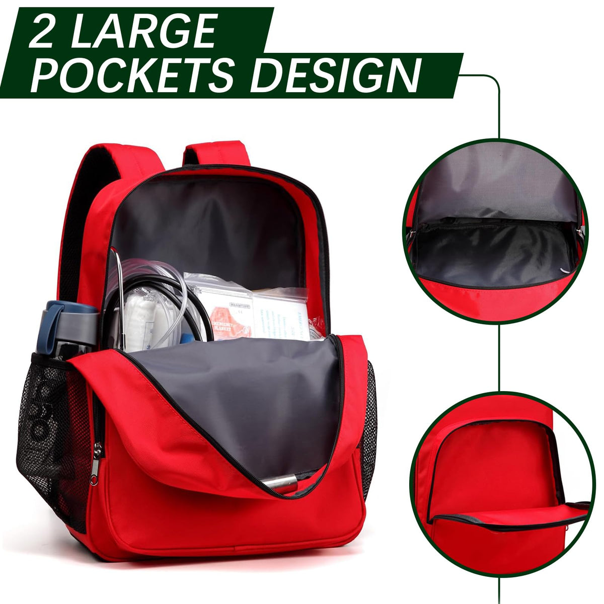 Empty Durable First Aid Backpack for Workplace & Outdoors 1PC