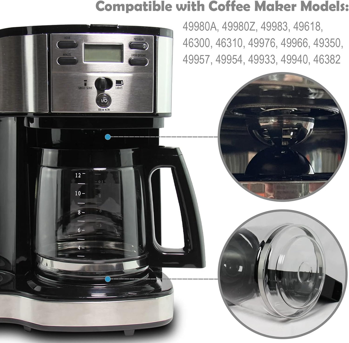 12-Cup Glass Coffee Carafe Replacement for Hamilton Beach Coffee Maker