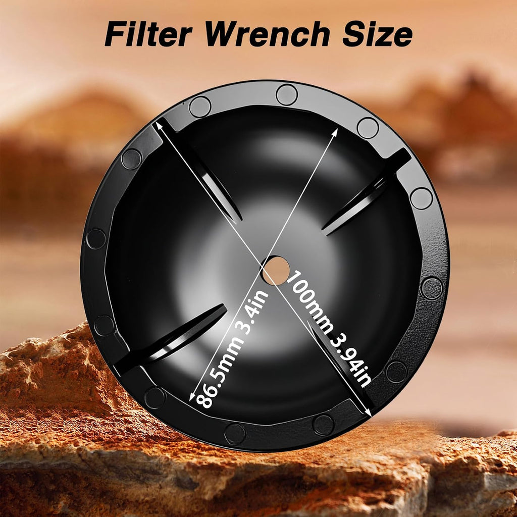 Aluminum Fuel Filter Wrench with Four Tabs Compatible with Ram 1500, 86.5MM 16 Flutes Oil Filter Wrench Fit for BMW