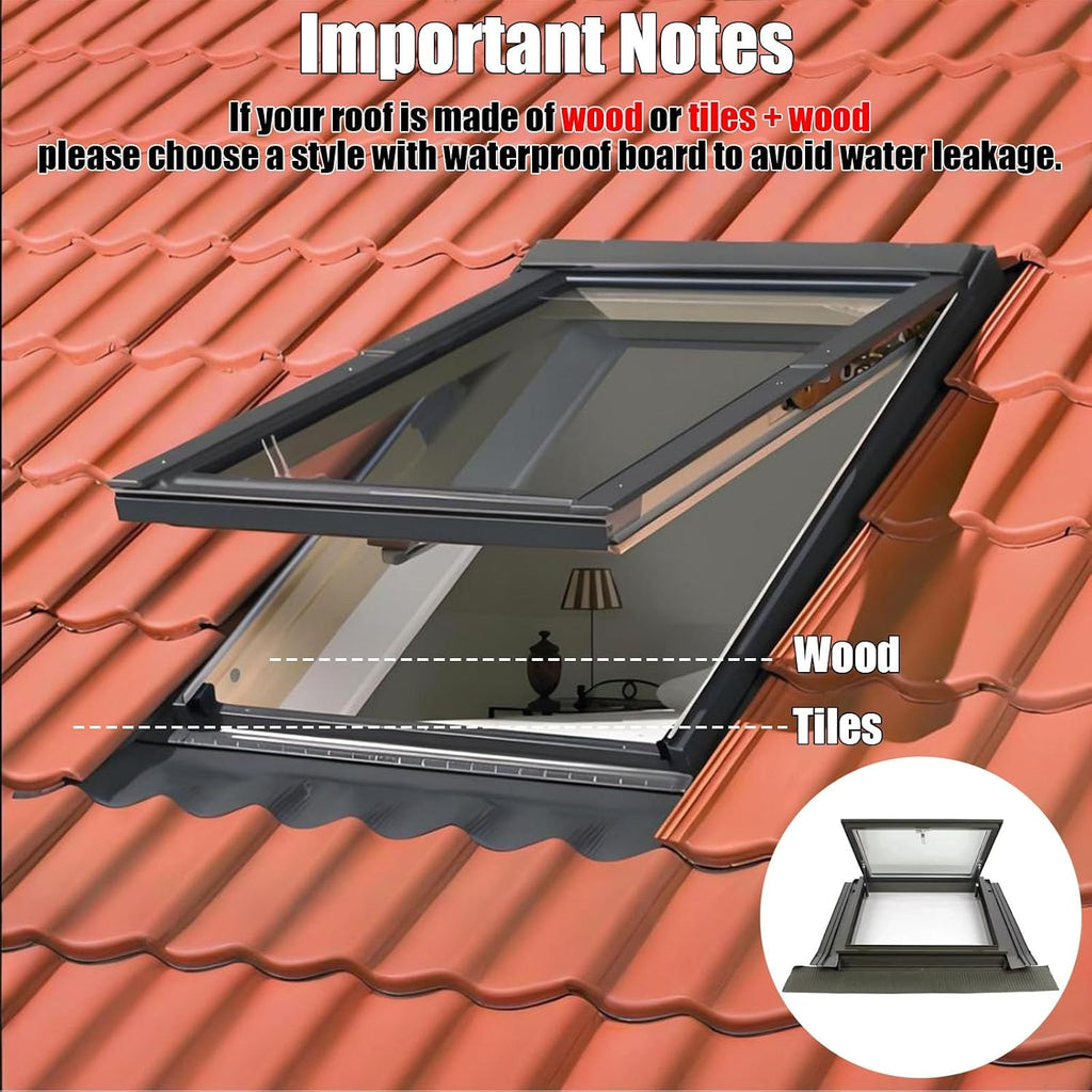 39x22 Sun Room Skylight Roof Window, Aluminum Roof Access Hatc with Double-Panel Tempered Glass, Sealing Strips