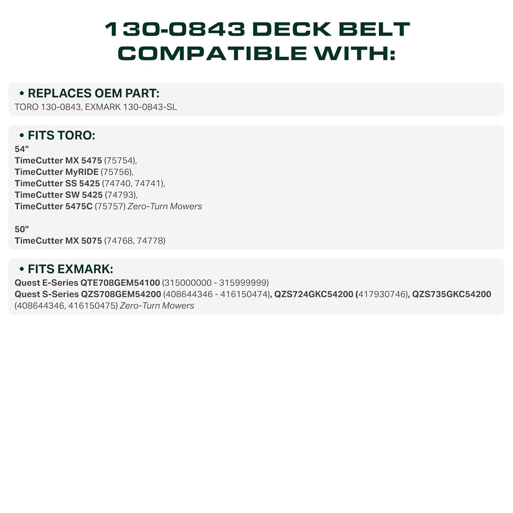 UDC Parts 130-0843 Toro TimeCutter 54 Inch Deck Belt Replacement, 145"x1/2"