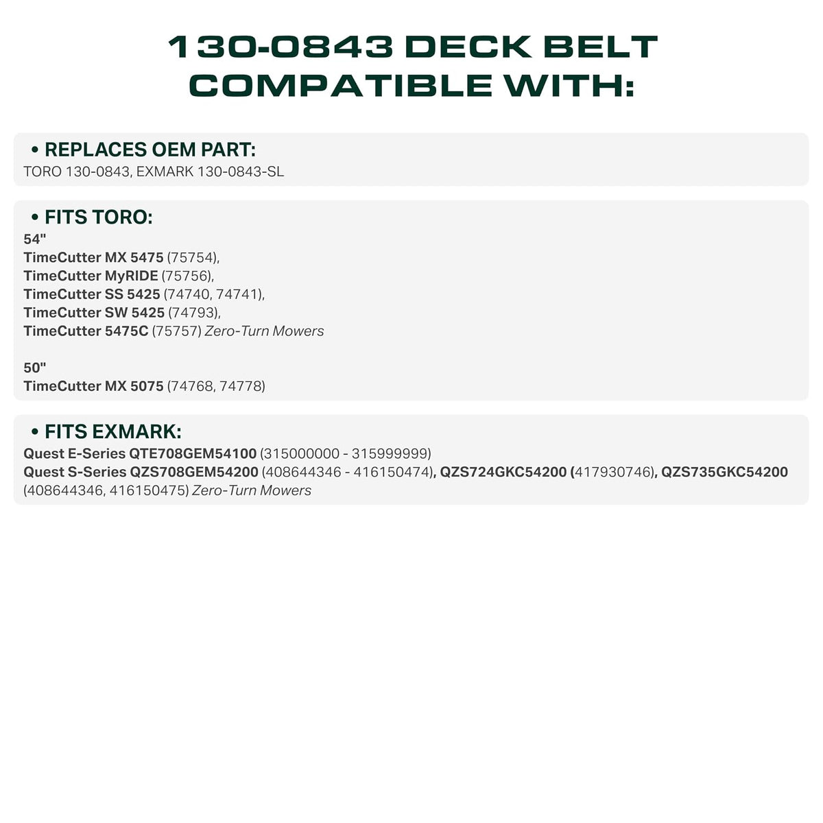 UDC Parts 130-0843 Toro TimeCutter 54 Inch Deck Belt Replacement, 145"x1/2"