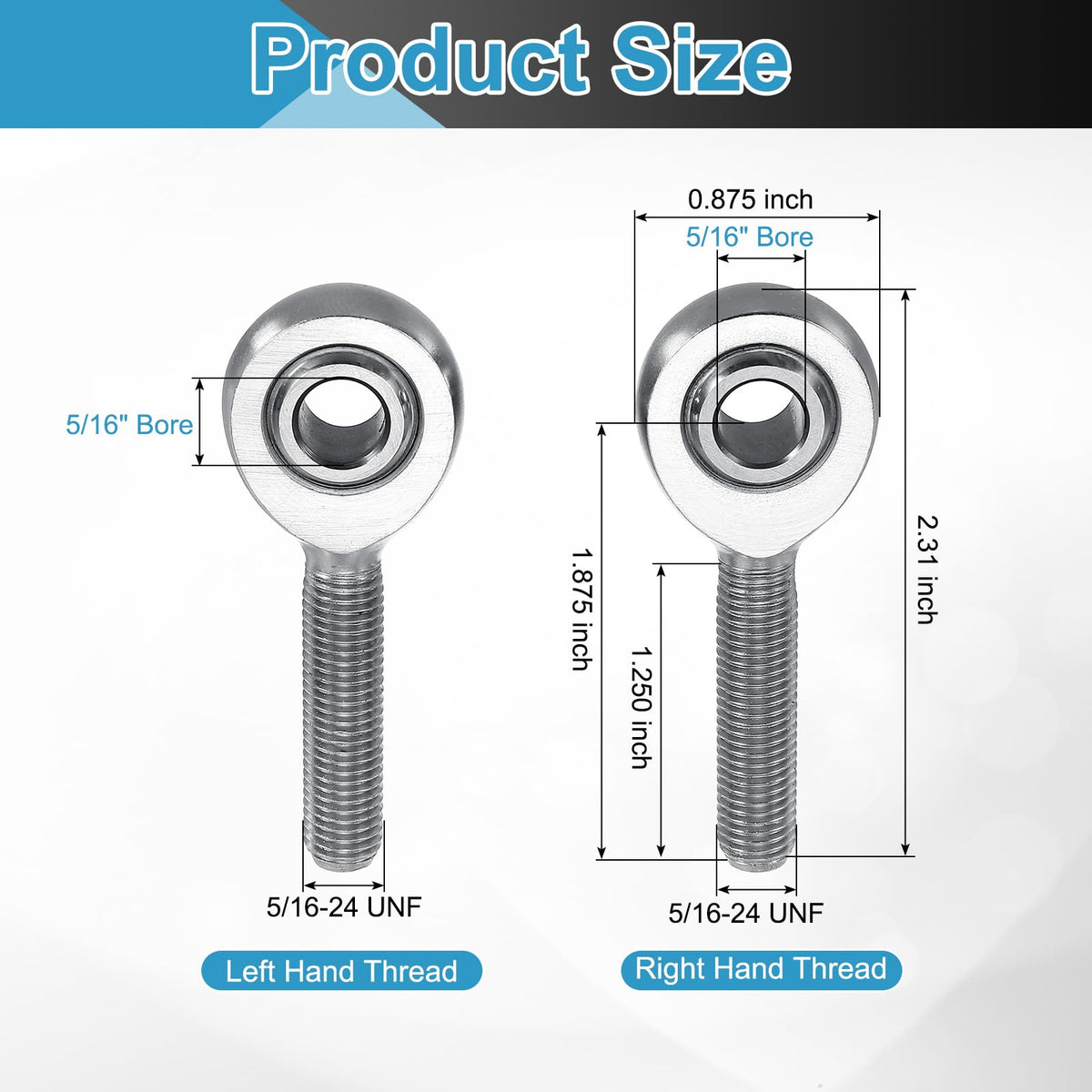 uxcell XM6+XML6 Joint Rod Ends Kit 3/8" Bore - 2 Pair (Left+Right, 4Pcs)