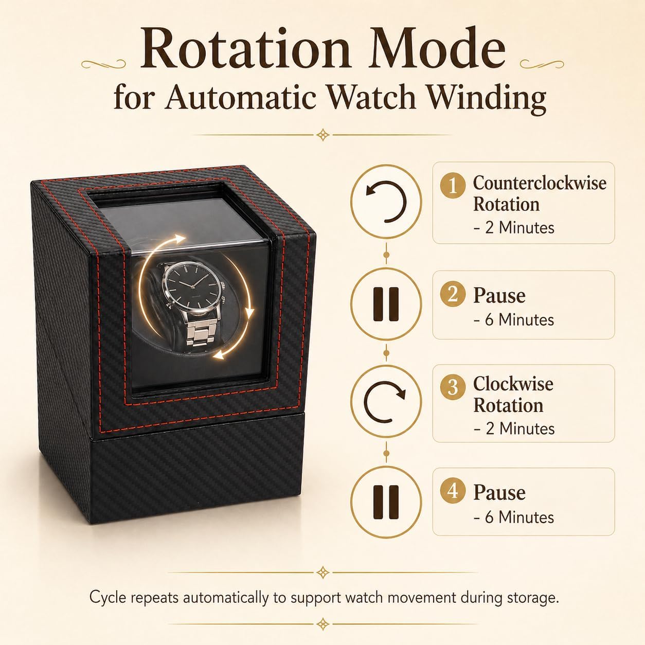 Automatic Watch Winder for Automatic Watches, Single Watch Winder Box with Quiet Motor, Wooden Watch Winder Case with