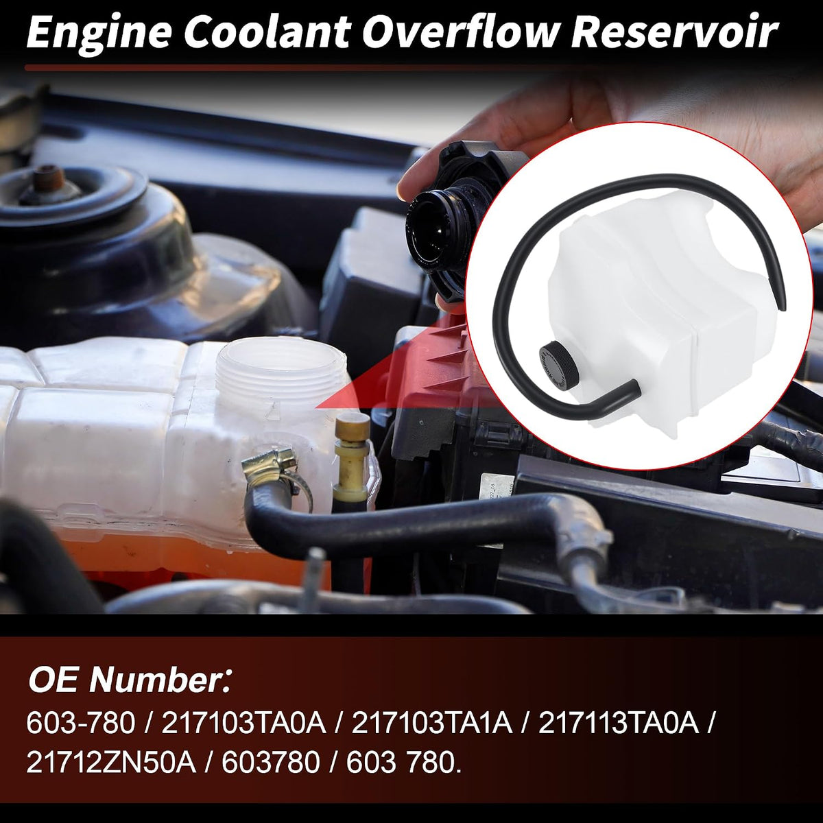 Coolant Expansion Reservoir Tank with Cap Hose for Nissan Altima 2013-2019 for Nissan Maxima 2016-2018 603-780 Engine Radiator Coolant Overflow Reservoir Recovery Tank 217103TA0A