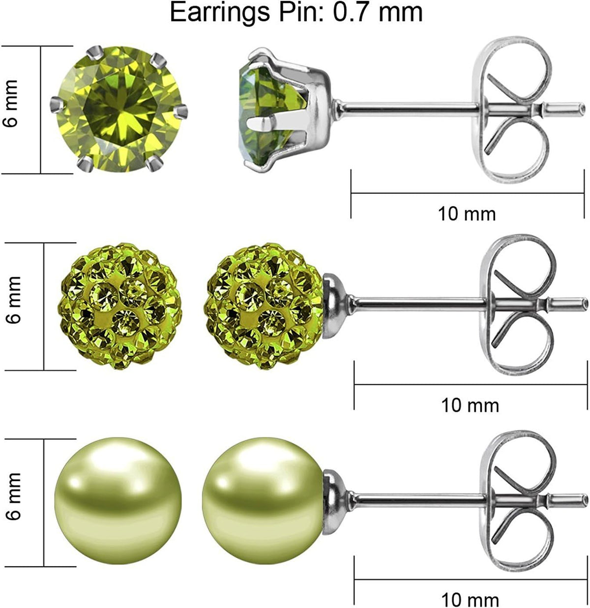 Birthstone Studs Earring Set Cubic Zirconia Rhinestones Crystal Ball Faux Pearl Stainless Steel Stud Earrings for