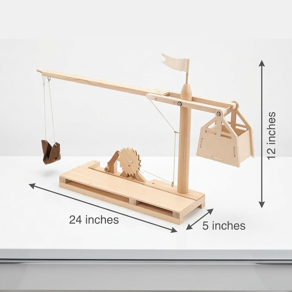 Leonardo da Vinci Trebuchet STEM Kit – Build Your Own Medieval Siege Engine – Educational Wooden Model for Teens &
