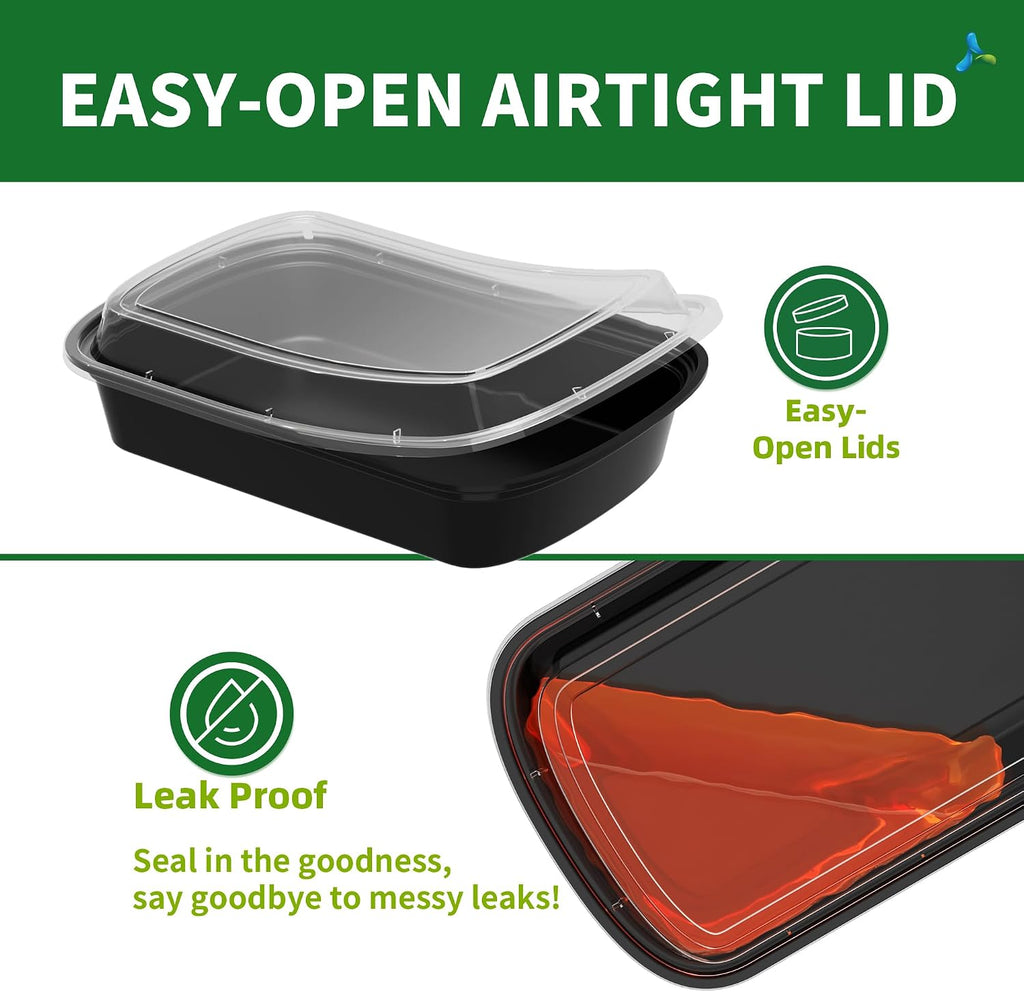 38oz Meal Prep Containers, 50 Pack Disposable Food Storage Boxes with Lids