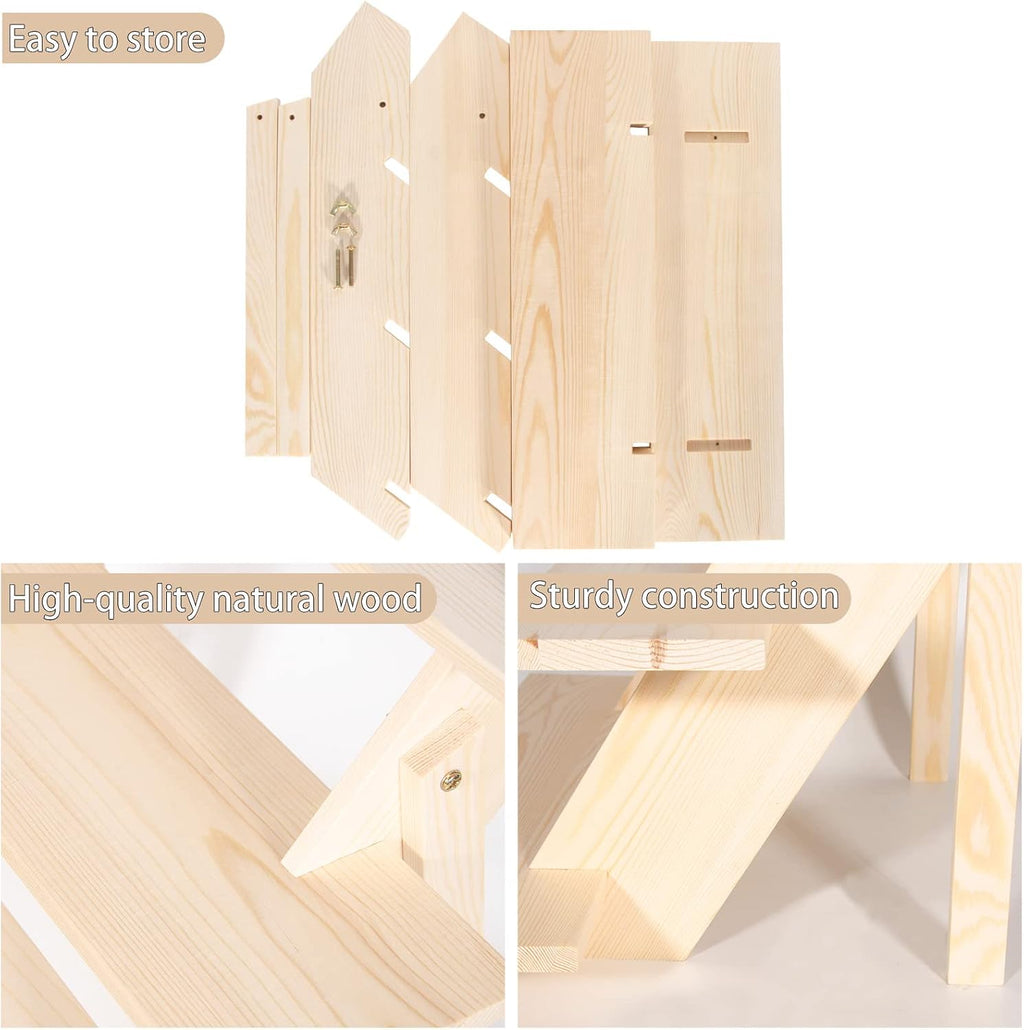 4 Tier Wood Cupcake Display Stand, Retail Cookie Display Riser,Nature | Tool-Free Rustic Tiered Table Stand for