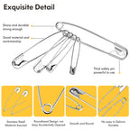 340 Pack Silver Safety Pins Assorted, 5 Different Sizes Pin Bulk
