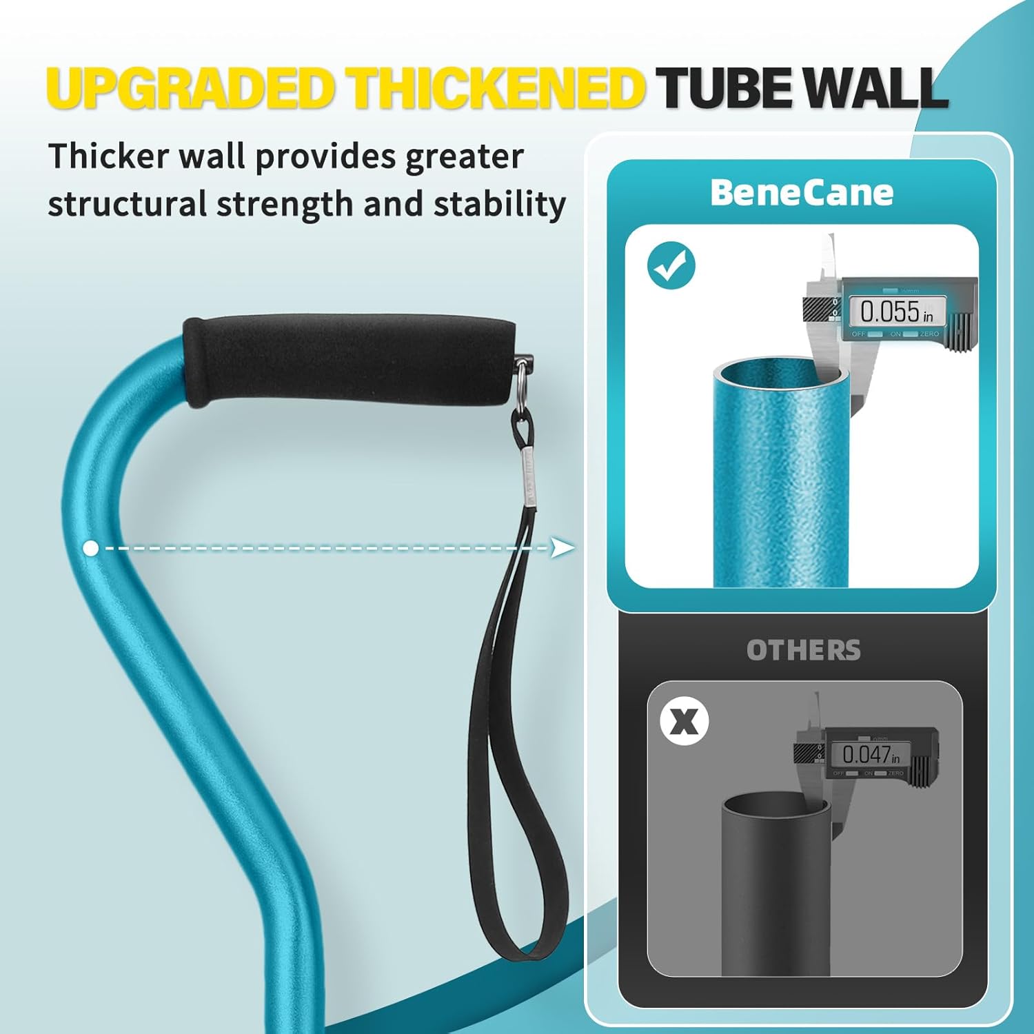 Walking Cane Adjustable Cane with Offset Soft Cushioned Handle for Men & Women Lightweight Comfortable Extra