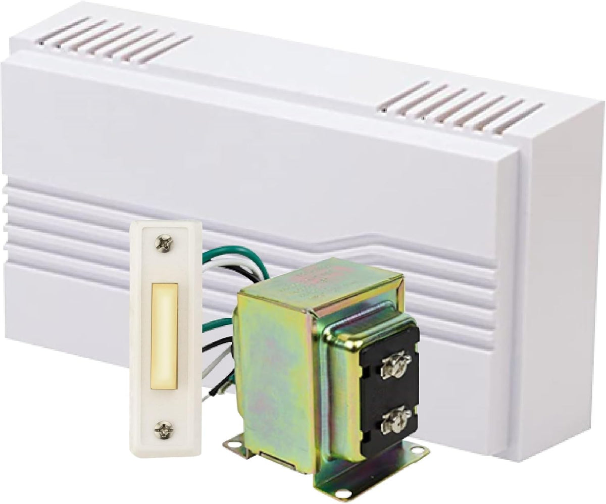 Hardwired Chime Kit with 16-Volt/30VA Transformer and Surface-Mount White Button