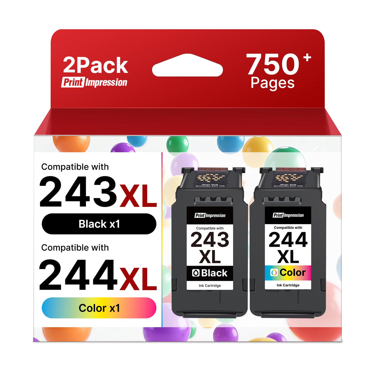 PG-243 CL-244 Ink Replacement for Canon 243 and 244 Ink Cartridges (2-Pack)