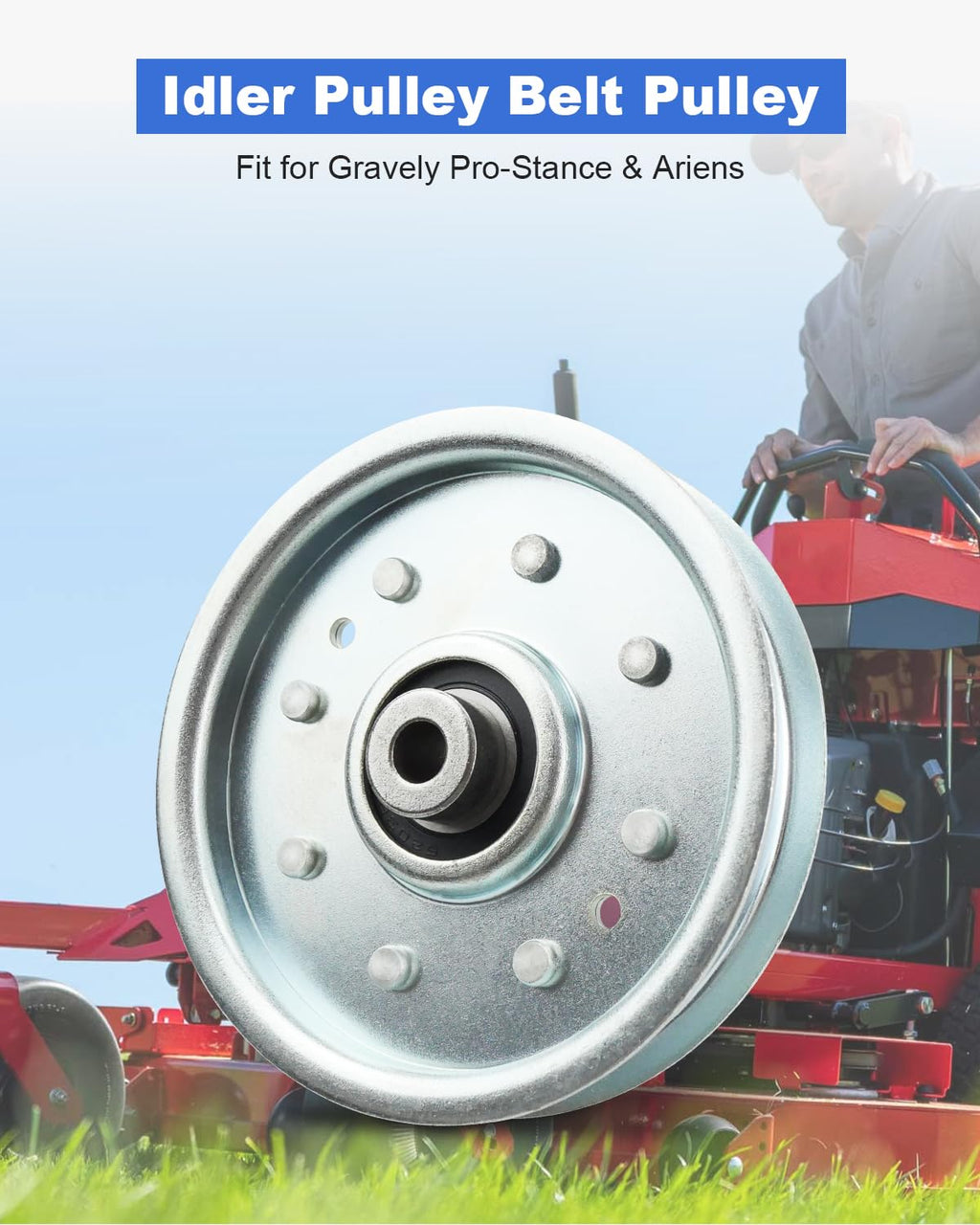 Idler Pulley Belt Pulley Wear Resistant Fit for Ariens Zoom 2350 1540 1640 1634 Fit for Gravely Mowers ZT XL 42 52 Pro-Turn 160 148 1540 Replace 07300101 039608 07312500 07312559-Durable and Quiet