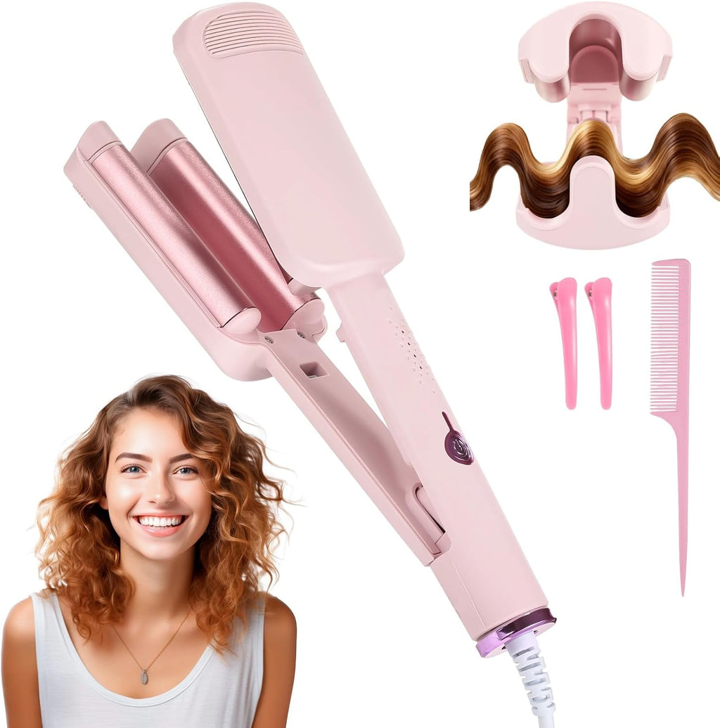 32 mm Hair Waver Curling Iron, Deep Wave Crimper with Ceramic Glaze Coating, 4 Temperature Settings, Even & Fast