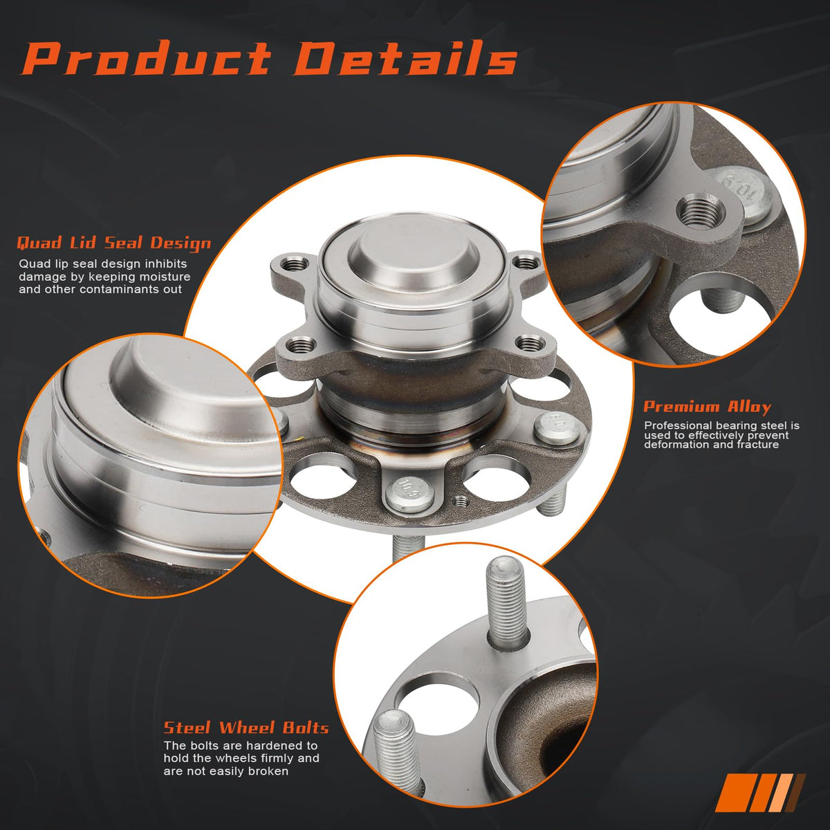 DRIVESTAR 512450 Rear Wheel Bearing Hub Assembly, 5-Lug w/ABS