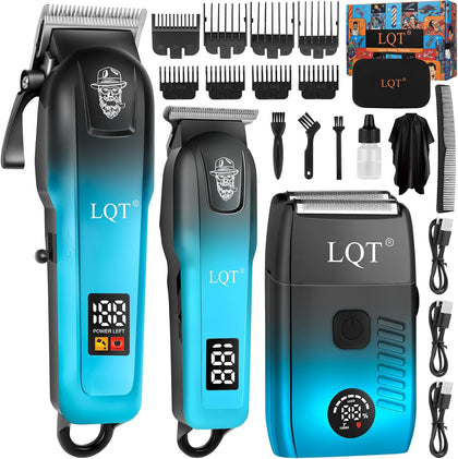 Professional Hair Clippers for Men, Cordless Barber Clippers with Precision Trimmer and Dual Foil Shaver,LED Display