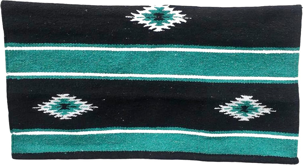 36"x 34" Navajo Design Acrylic Saddle Blanket -2.4 lbs (Turquoise Green and Black)
