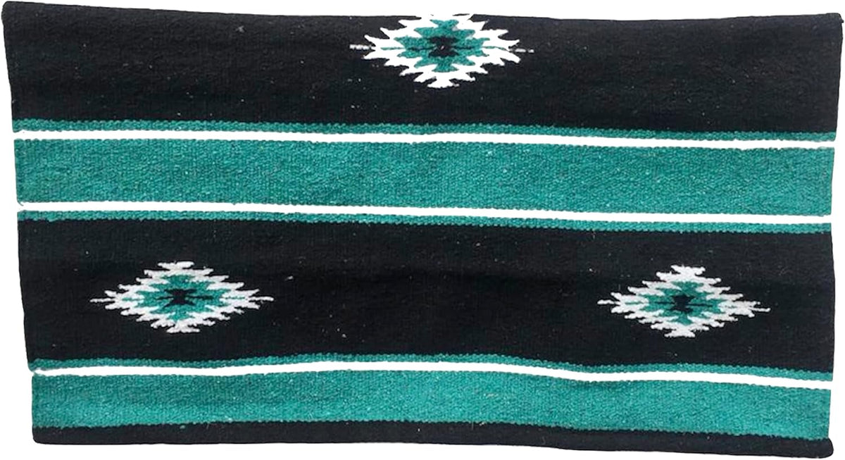 36"x 34" Navajo Design Acrylic Saddle Blanket -2.4 lbs (Turquoise Green and Black)