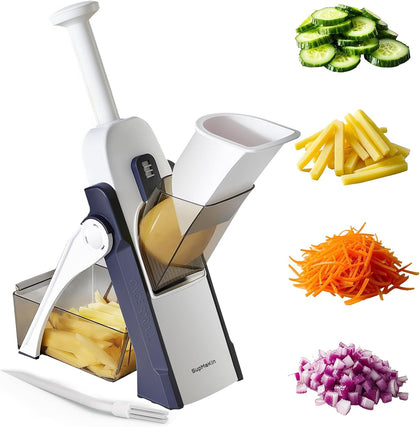 Safe Mandoline Slicer for Kitchen,Adjustable Potato Slicer 1-8 mm | 4 Modes Slice, Strips,Julienne Dicer,Vegetables