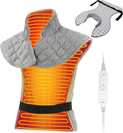 Heating Pad for Neck Shoulder and Back, 3.3Lb Weighted Electric Heated Wrap for Full Body Relax,12 Heat Setting, 8