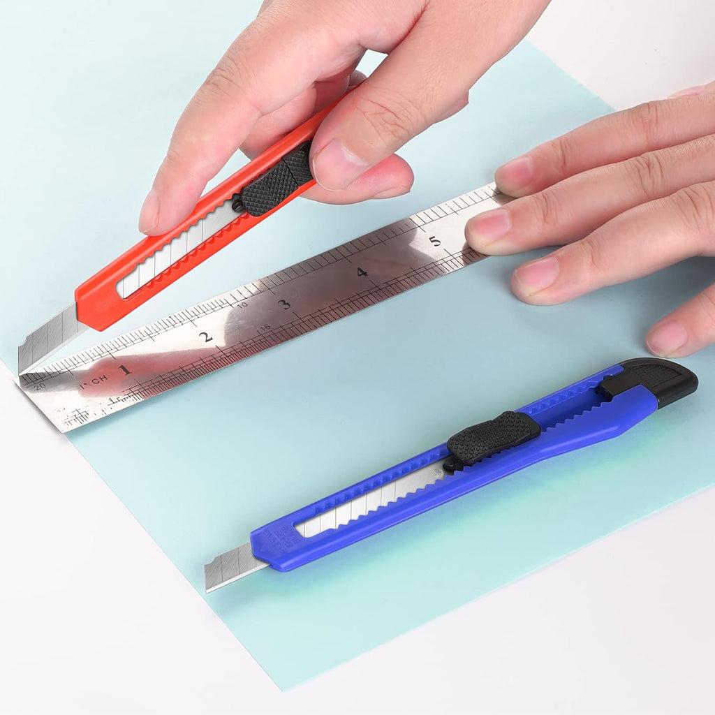 24Pack Box Cutters (9MM Wide Blade Cutter) Utility Knife Box Cutter Retractable, Compact, Extended Use for Heavy Duty