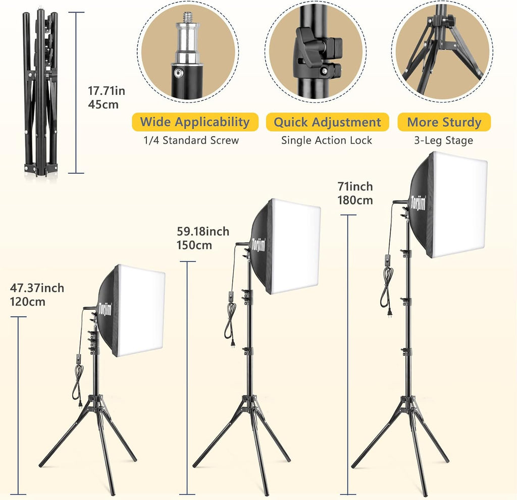 Softbox Photography Lighting Kit | 16" X 16" & 85W LED Studio Light | Soft Diffusion For Even Light | 3000-7500K