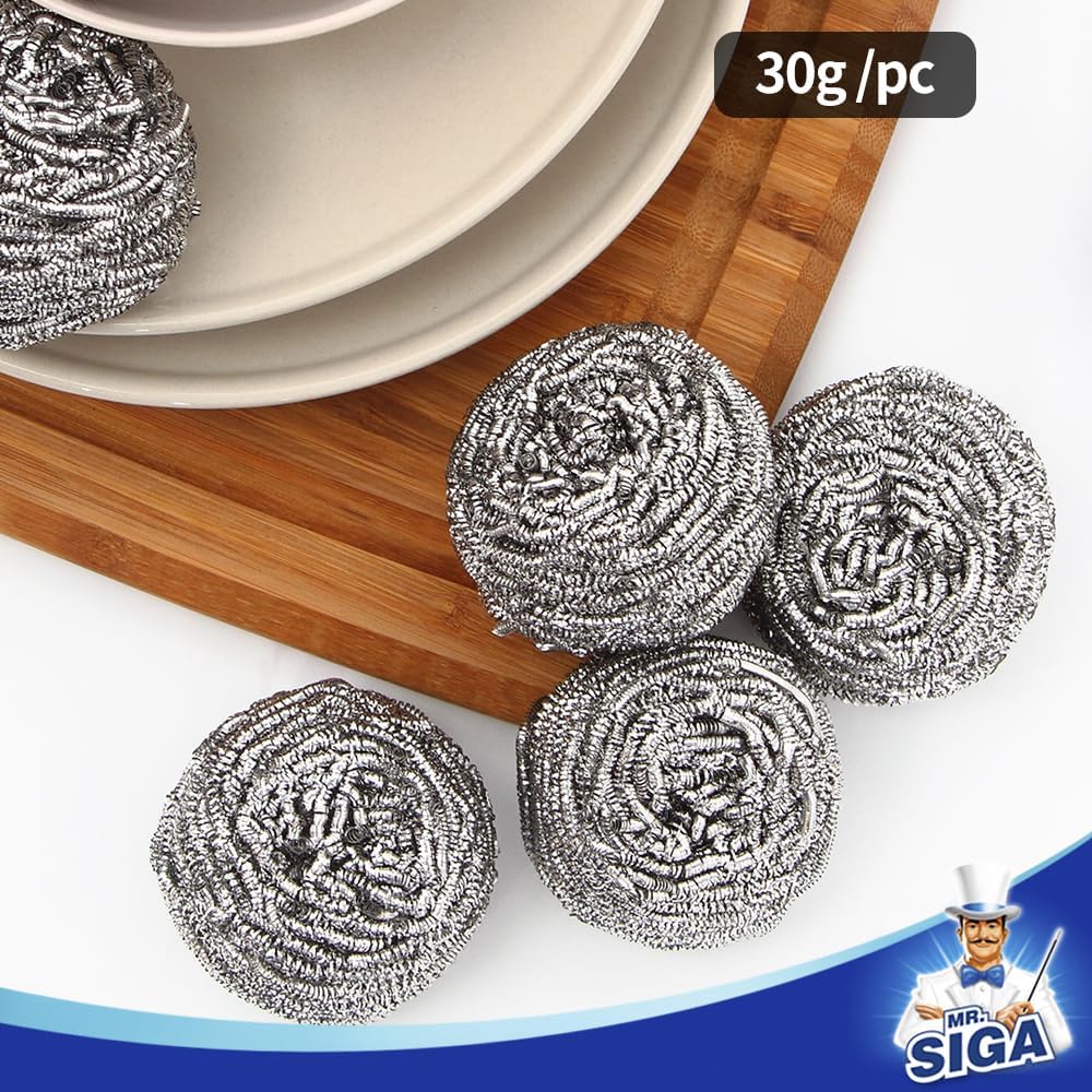 Stainless Steel Scourer, Steel Wool Scrubbers, Pack of 6