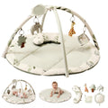 Baby Play Gym & Activity Mat, Machine Washable & Foldable Tummy Time Mat with 5 Detachable Toys, Certified Safe