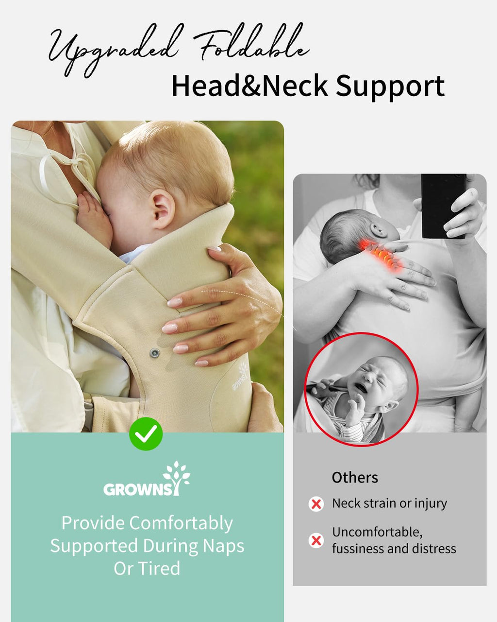 Baby Carrier, Cozy Newborn Carrier, Ergonomic Baby Wraps Carrier Newborn to Toddler with Head Support, Cream