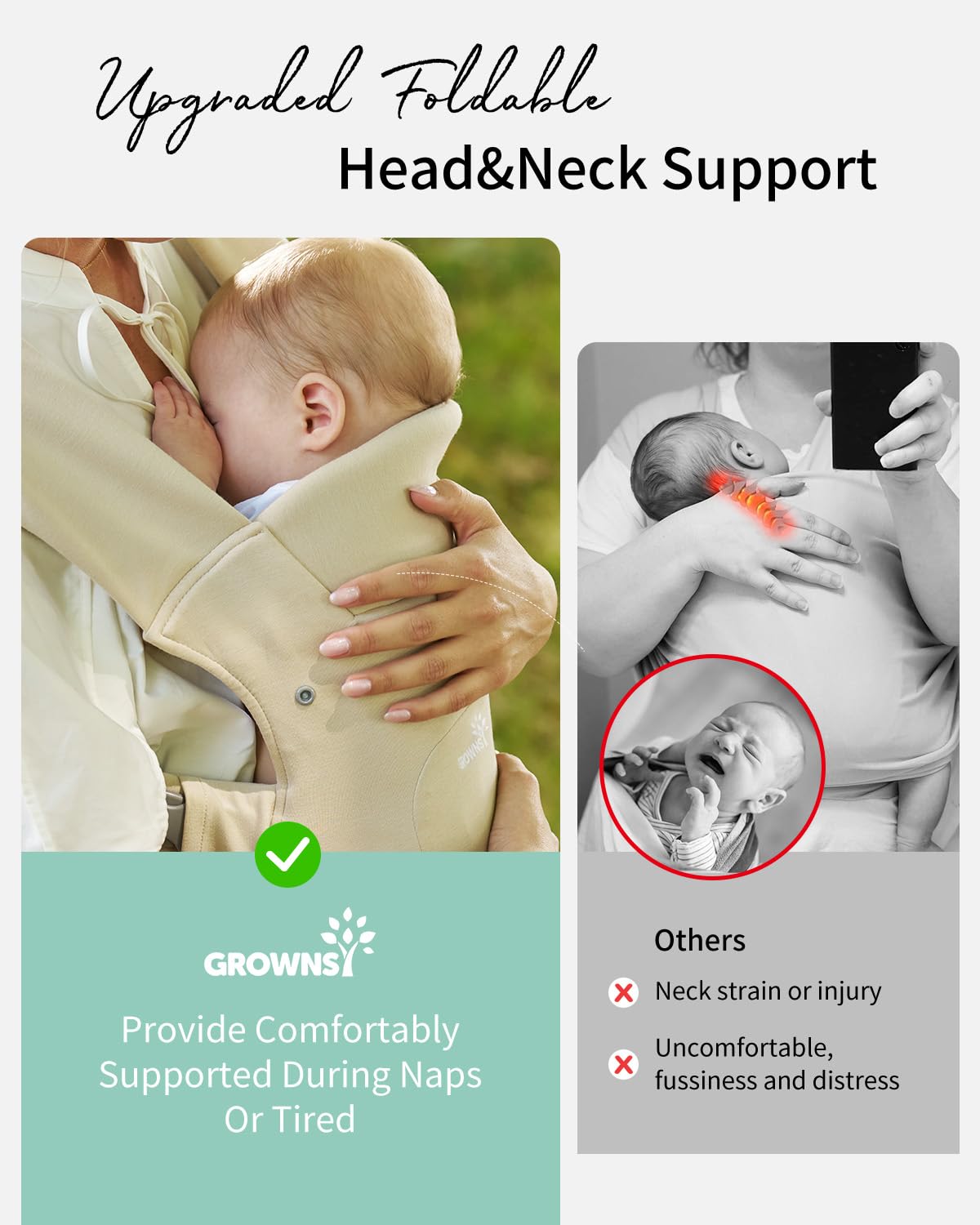Baby Carrier, Cozy Newborn Carrier, Ergonomic Baby Wraps Carrier Newborn to Toddler with Head Support, Cream