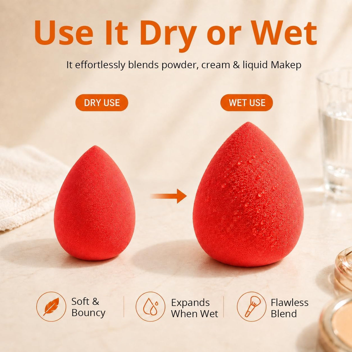 Makeup Sponge Set, 5 Pack Foundation Beauty Sponges & Soft Blenders