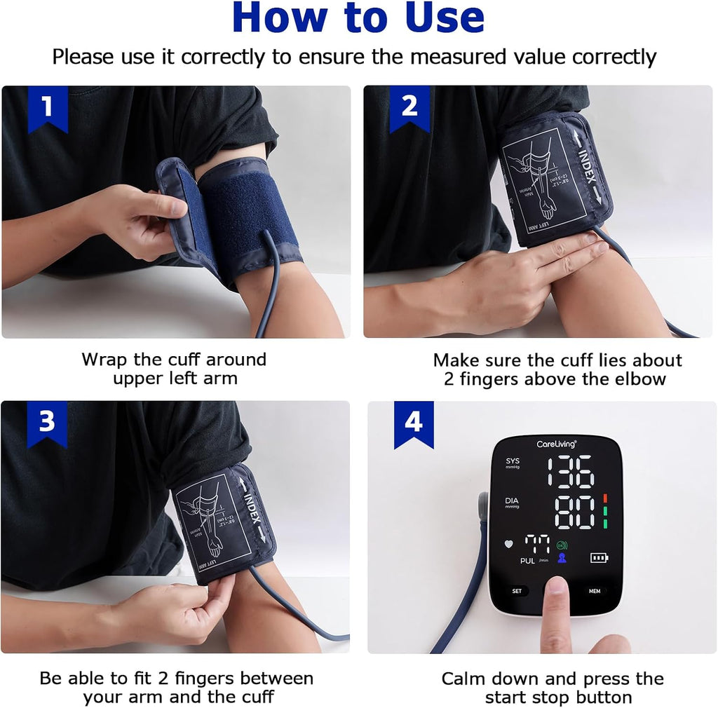 Blood Pressure Monitor, Upper Arm Blood Pressure Monitors for Home Use, 2x199 Readings Memory, Adjustable Arm Cuff