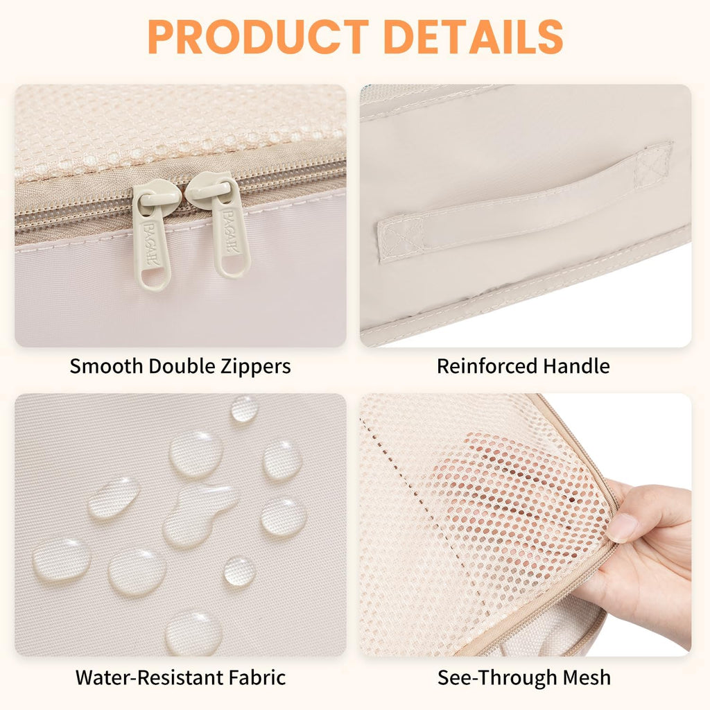 6 Set Packing Cubes Luggage Packing Organizers for Travel Accessories-Beige
