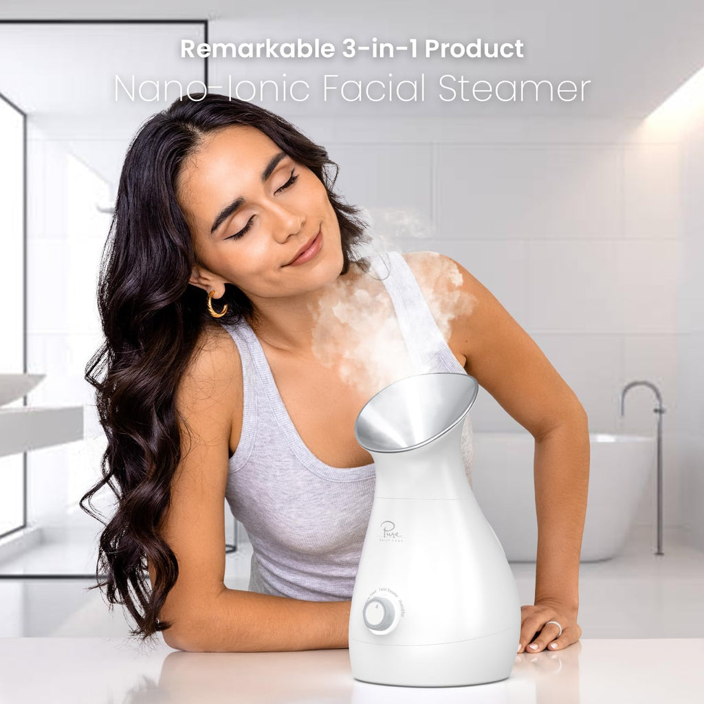 NanoSteamer Large 3-in-1 Nano Ionic Facial Steamer with Precise Temp Control - Humidifier - Unclogs Pores