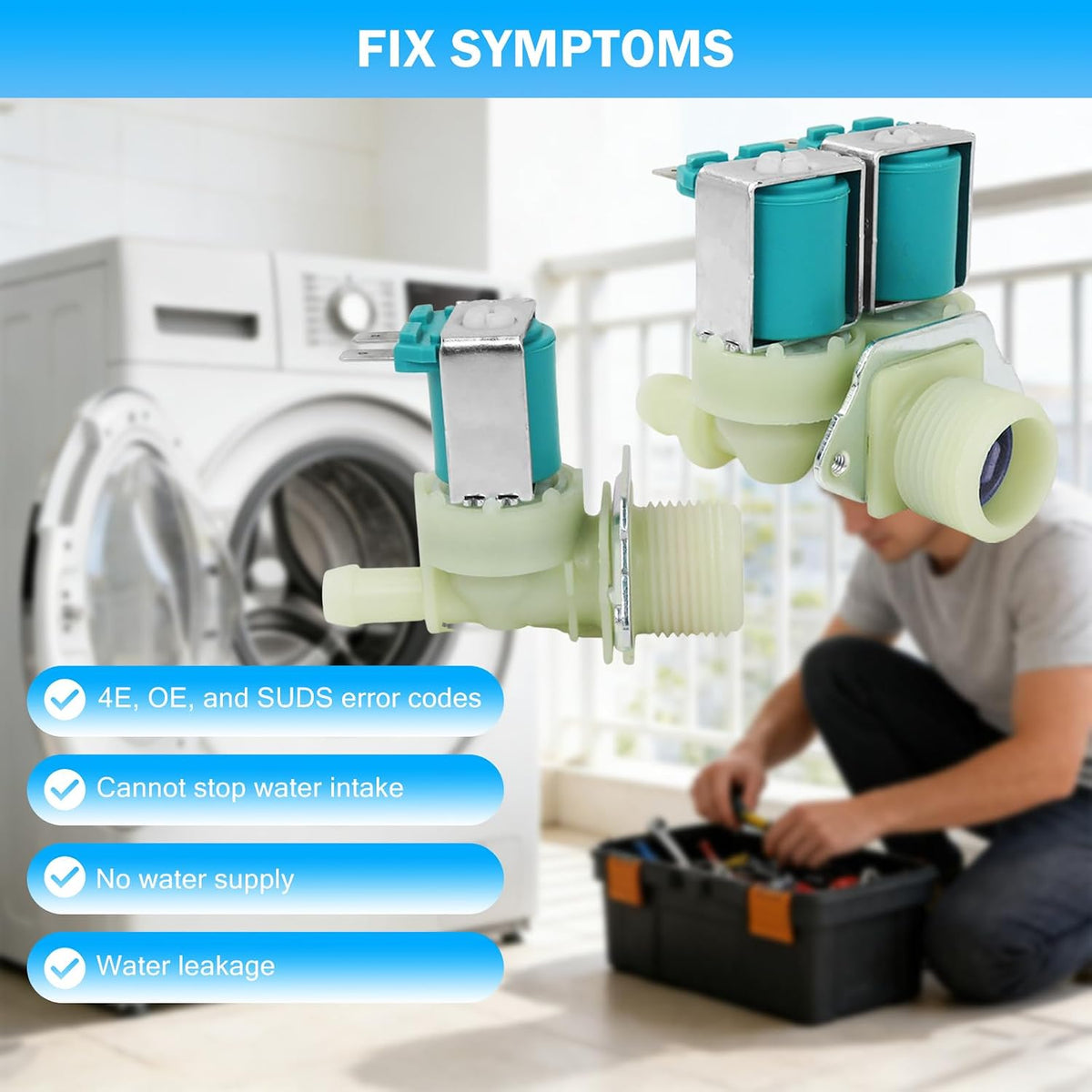 Washer Cold and Hot Side Water Inlet Valve Kit Compatible with Samsung models WF50A8800AV/US-00 WF50R8500AV/US-00 WF50R8500AV/US-01 WF50R8500AW/US-00