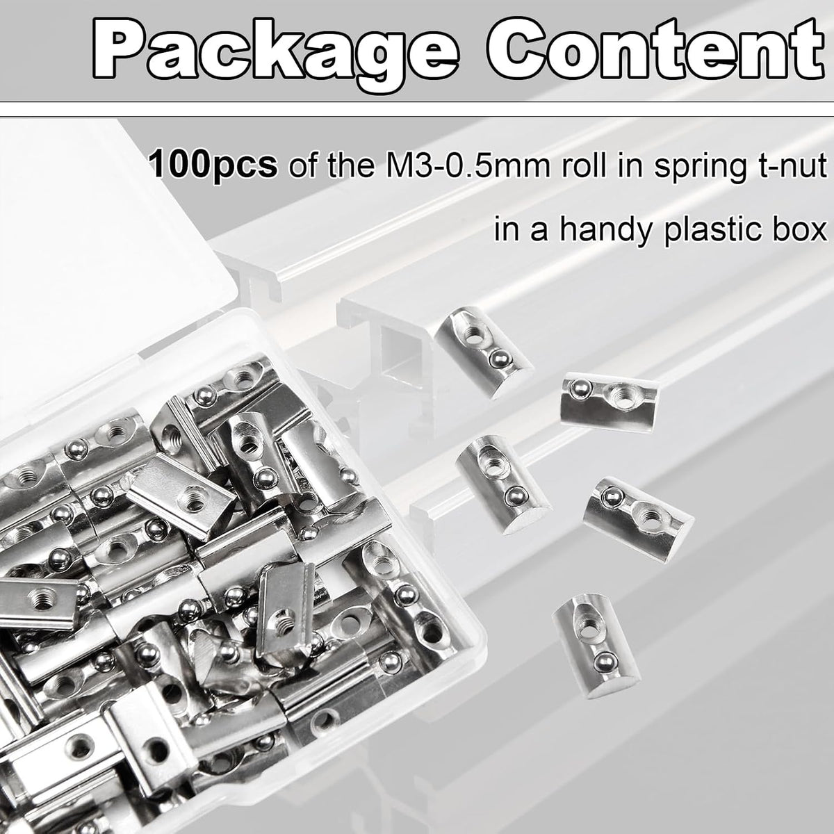 M3 Roll in Spring Loaded T Nut 3D Printer Replacement Tiny Nuts