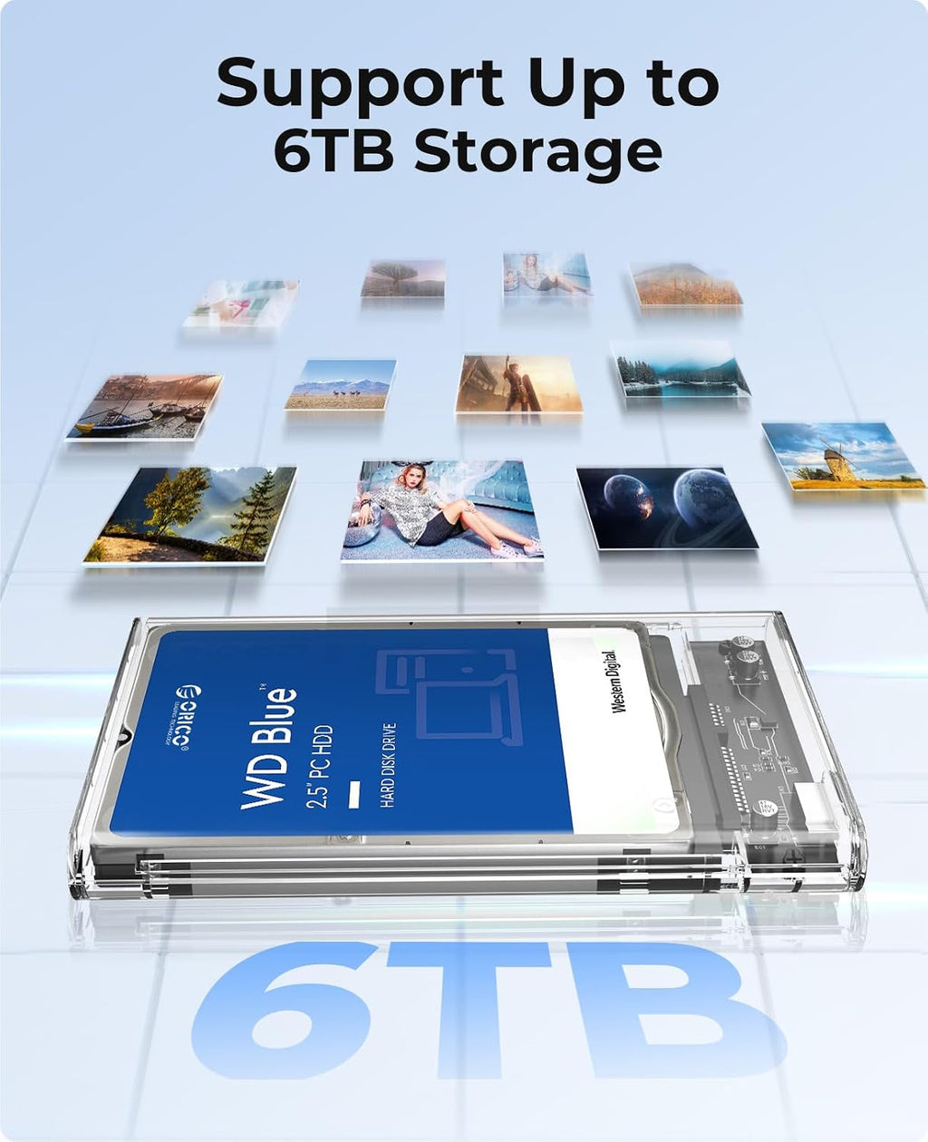 2.5 inch Hard Drive Enclosure SATA to USB C 3.1 Gen1 5Gbps External Hard Drive Case for 7/9.5mm HDD/SSD Support UASP