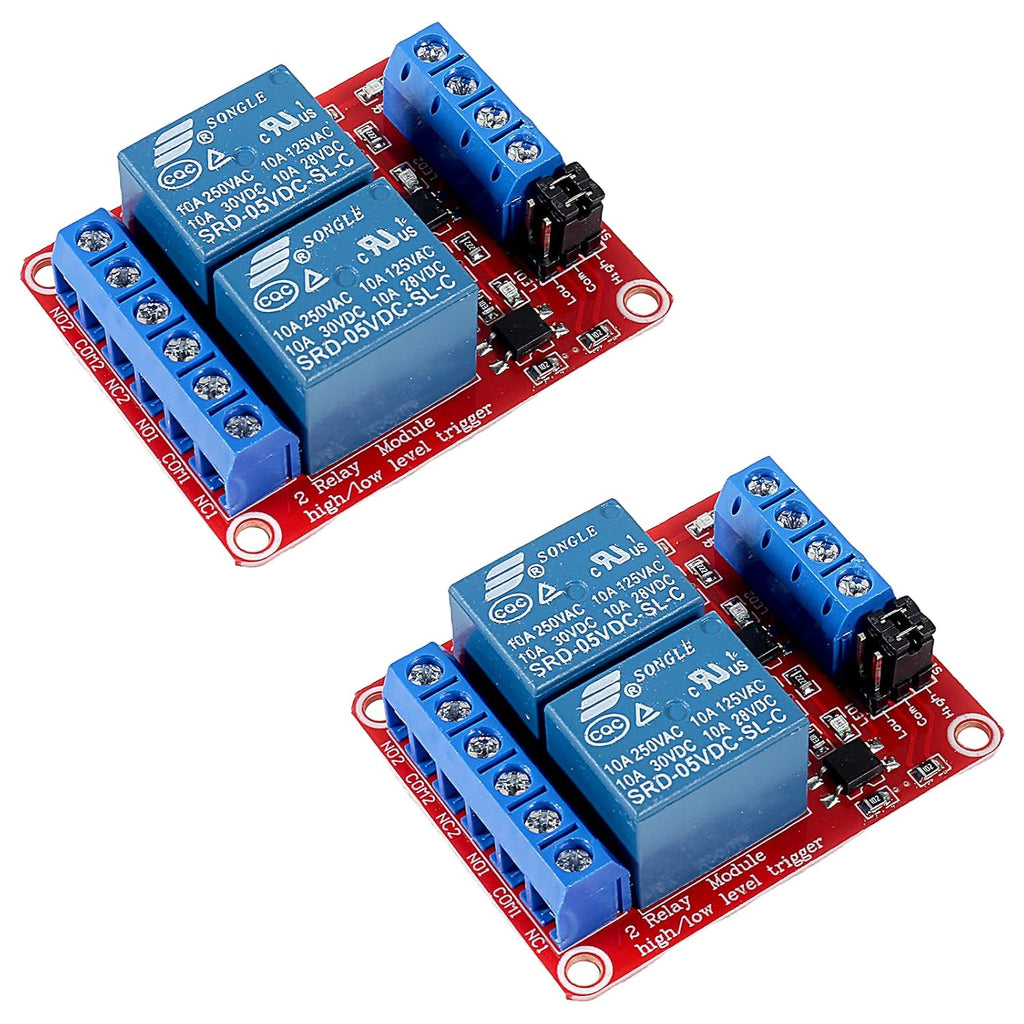 ACEIRMC 2pcs DC 5V Relay Module 2 Channel Relay Board with Optocoupler Support High or Low Level Trigger (2 Channel 5V)
