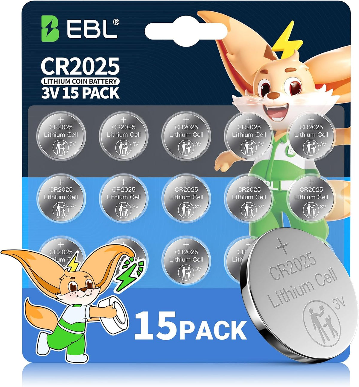 CR2025 Battery 3V 15 Count, Child-Proof Package, Coin Cell Batteries | Ideal for Automotive Key Fobs, Car Remote