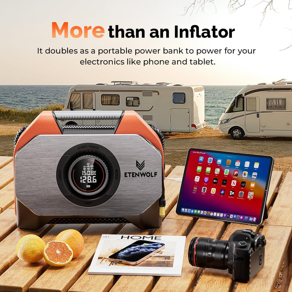 VORTEX S6 Tire Inflator Portable Air Compressor, Cordless Air Pump | with 19200mAh for Heavy-duty Vehicle, Car &