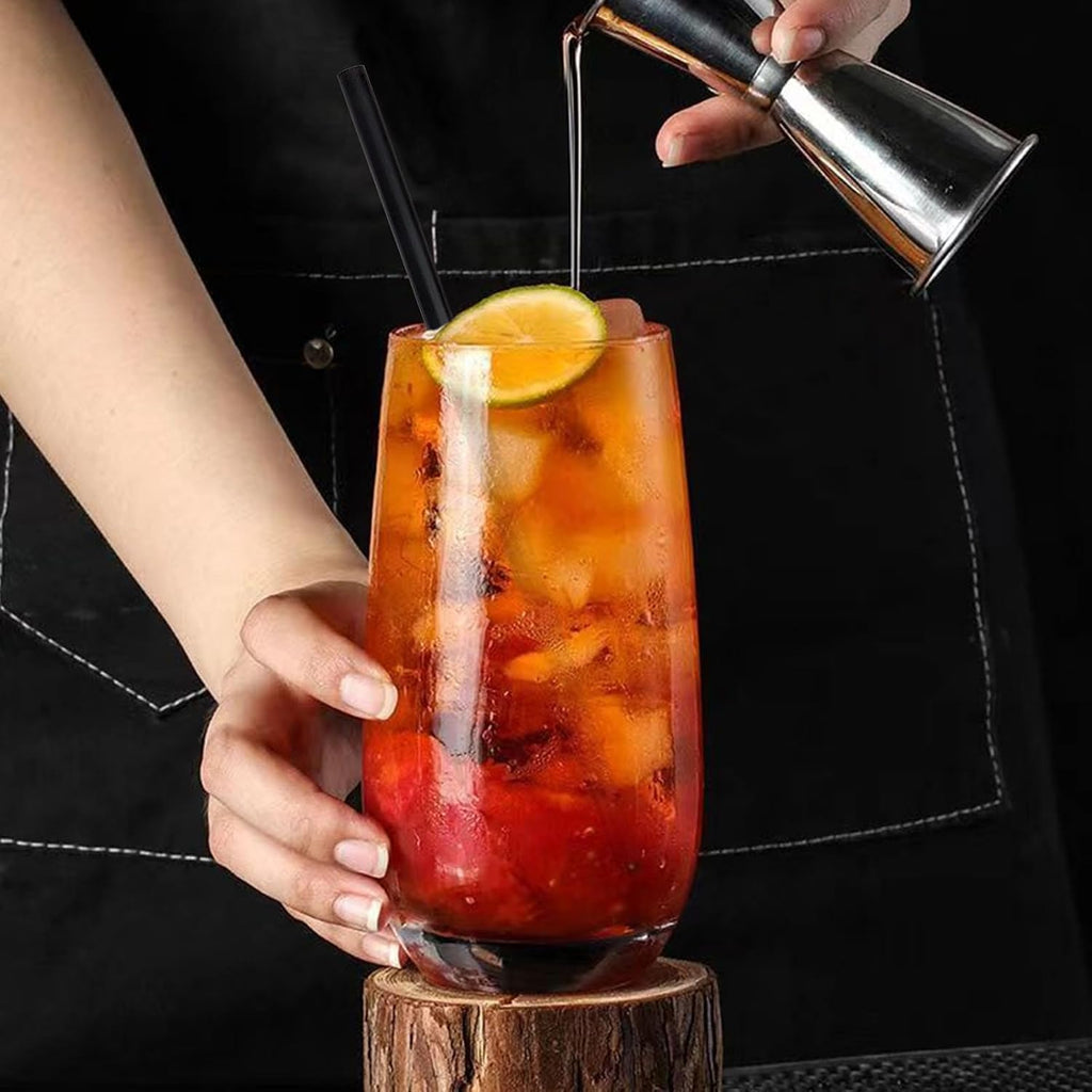 300 Pcs Disposable Drinking Plastic Straws, 8.26" Long, 0.23'' Diameter, Black