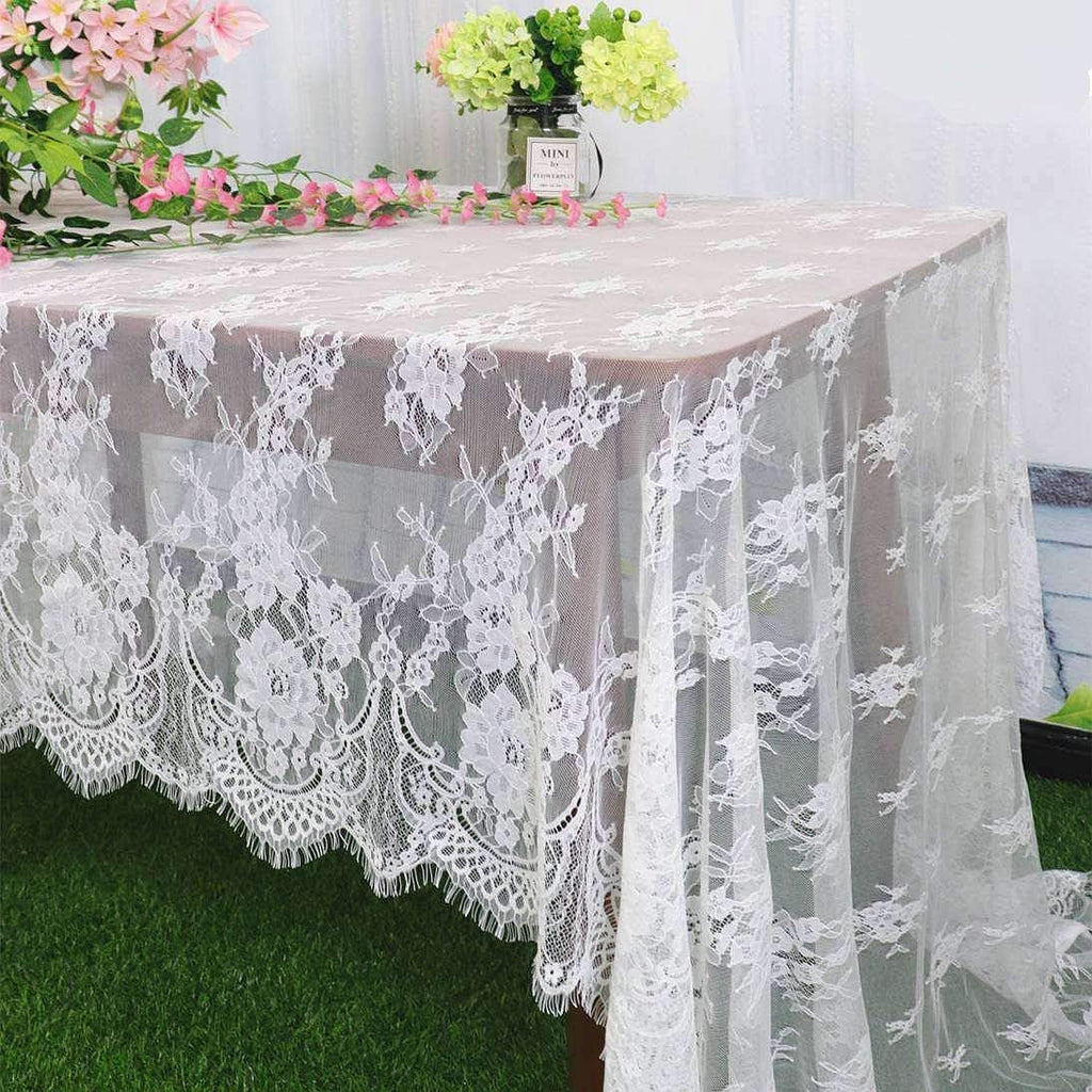 Lace Tablecloth Rectangle 60x120 White, for Wedding Party Dining