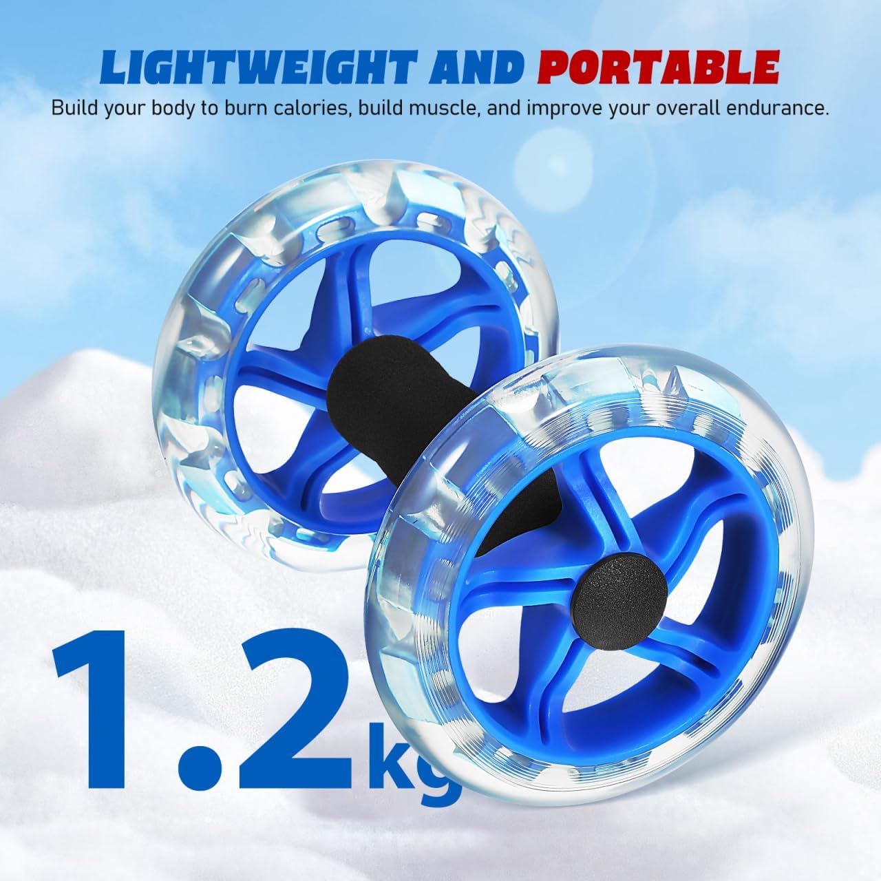 2-Pack Ab Roller Wheel, Dual Abdominal Exercise Equipment for Core Workout, Stable Fitness Training Device with