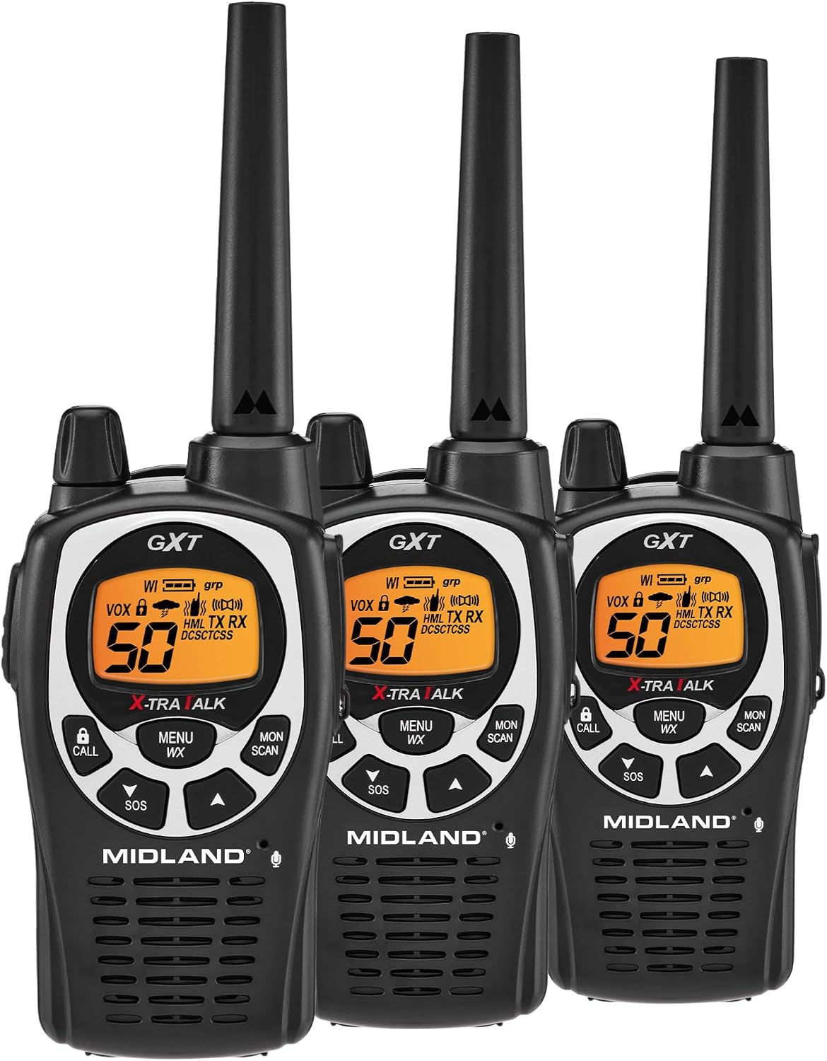 GXT1000X3VP4 GMRS Two-Way Radio (50-Channel, Long Range, 142 Privacy Codes, SOS, NOAA, Rechargeable Nickle Battery